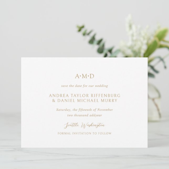 Reserve A Data Casamento Elegante Andrea Gold (Em pé/Frente)