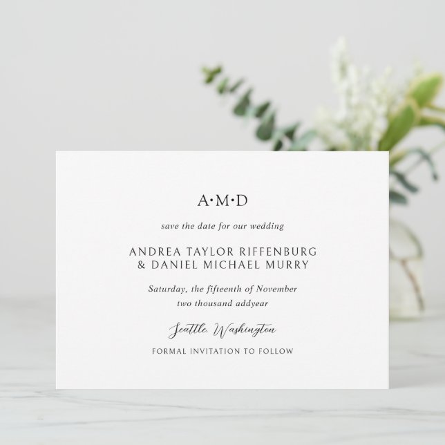 Reserve A Data Casamento Elegante Andrea Preto e Branco (Em pé/Frente)