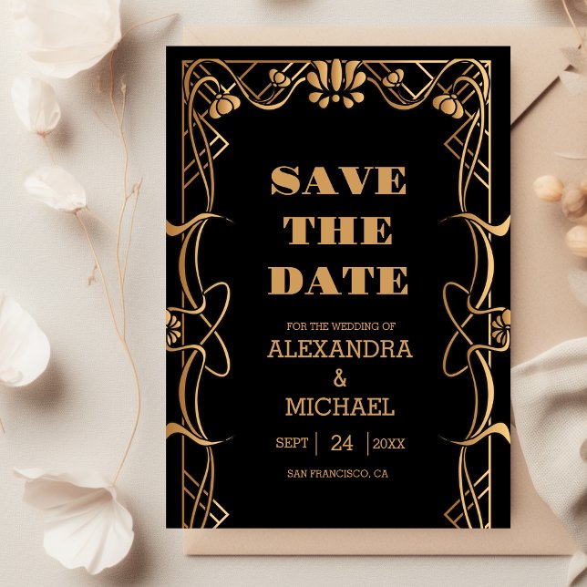 Reserve A Data Casamento Elegante Art Nouveau (Criador carregado)
