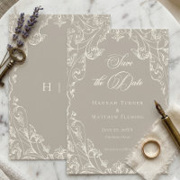 Casamento Elegante Barroco Vintage Neutro Bege Mar