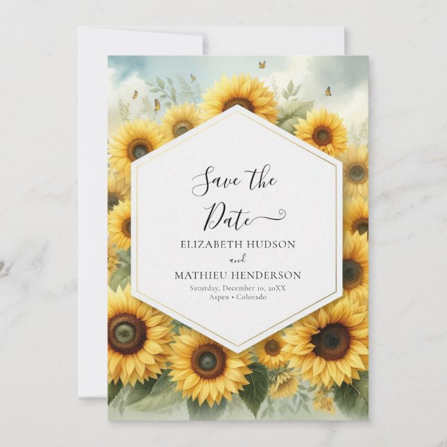 Reserve A Data Casamento Elegante Boho Sunflower (Frente)