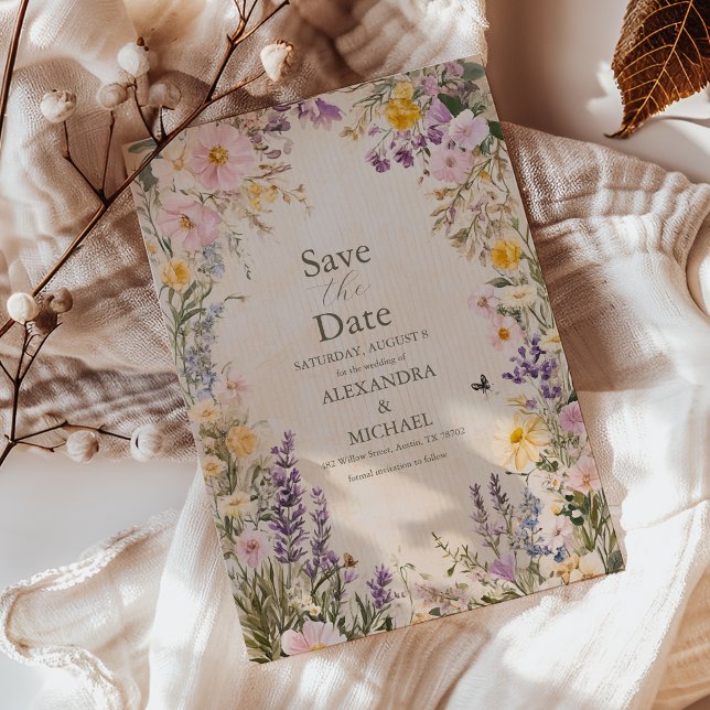 Reserve A Data Casamento Elegante Boho Wildflower (Criador carregado)