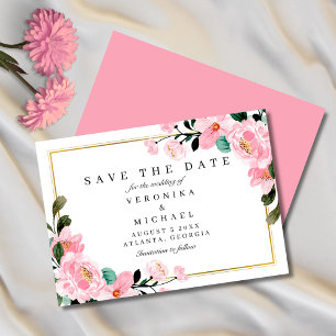 Reserve A Data Casamento Elegante Botânico Dourado com Cores Aquá