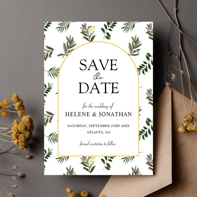 Reserve A Data Casamento Elegante Botânico Russo Moderno (Modern Rustic Botanical Elegant Wedding Save The Date)