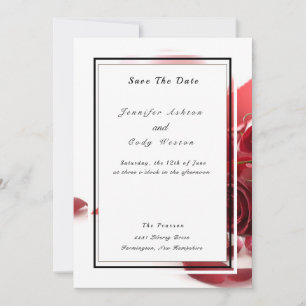 Reserve A Data Casamento Elegante Branco com Acentos Pretos e Ros