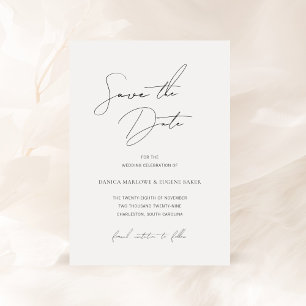 Reserve A Data Casamento Elegante Branco e Negro Clássico