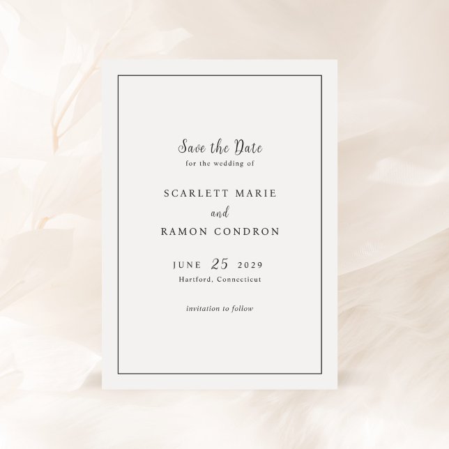 Reserve A Data Casamento Elegante Branco e Negro eterno (Criador carregado)