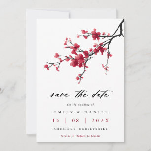 Reserve A Data Casamento Elegante com Aquarela de Flor de Cerejei