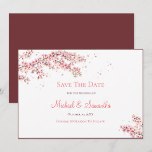 Reserve A Data Casamento Elegante com Flor de Cerejeira