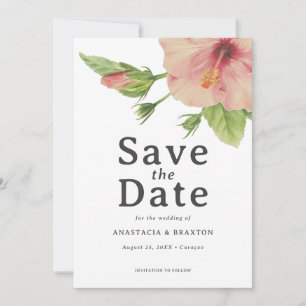 Reserve A Data Casamento Elegante com Hibiscos Tropicais