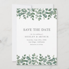 Reserve A Data Casamento Elegante com Verdura de Eucalipto
