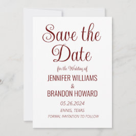 Reserve A Data Casamento Elegante da Borgonha com Código QR Minim