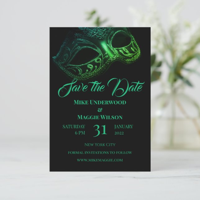 Reserve A Data Casamento Elegante Da Noite Salvar A Data (Em pé/Frente)