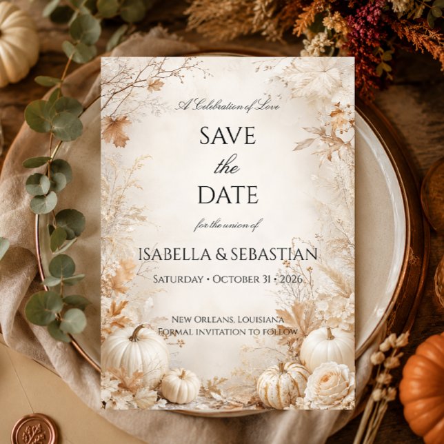 Reserve A Data Casamento Elegante de Abóbora de Outono (Criador carregado)