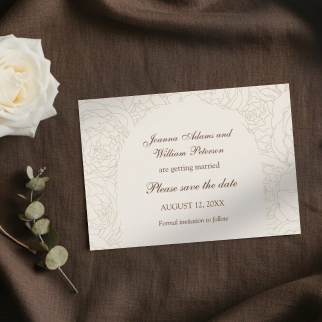 Reserve A Data Casamento elegante de Beige Brown, salvar a data (Criador carregado)