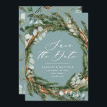 Reserve A Data casamento elegante de eucalipto com script moderno<br><div class="desc">Escrito moderno e eucalipto foliage...  era um casamento elegante. Design na moda moderno mínimo. Todas as cores podem ser personalizadas.</div>