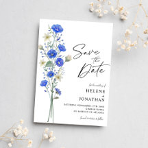 Casamento Elegante De Flor Selvagem Azul E Branco