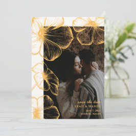 Reserve A Data Casamento Elegante De Foto Floral Amarelo Moderno