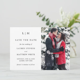 Reserve A Data Casamento Elegante de Foto Monograma Simples