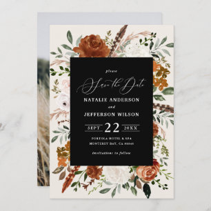 Reserve A Data Casamento elegante de foto rustica negra