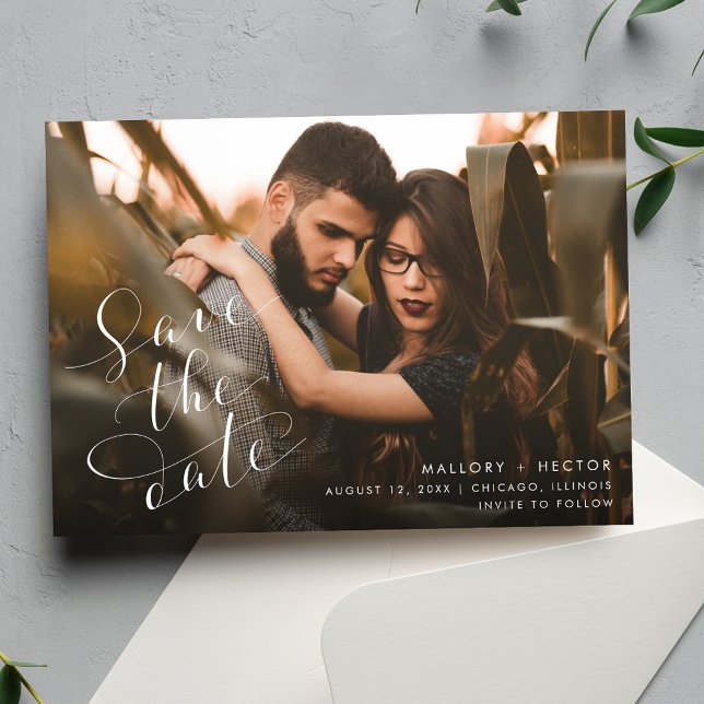 Reserve A Data Casamento Elegante de Foto Simples (Simple Photo Elegant Wedding Save The Date)