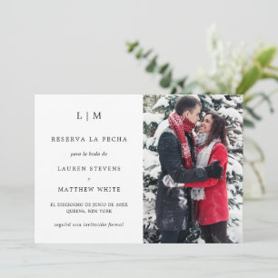 Reserve A Data Casamento Elegante de Foto Simples Preta e Branca