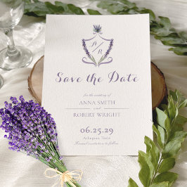 Reserve A Data Casamento Elegante de Lavanda de repouso monograma