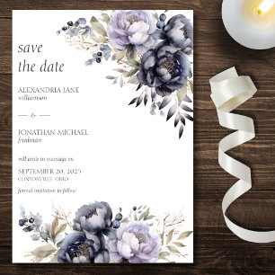 Reserve A Data Casamento Elegante de Lavanda e Peônias Pretas