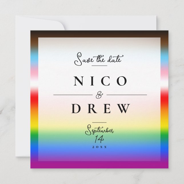 Reserve A Data Casamento Elegante de Orgulho Progressivo LGBTQ+ (Frente)