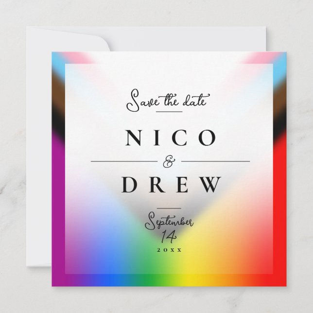 Reserve A Data Casamento Elegante de Orgulho Progressivo LGBTQ+ (Frente)