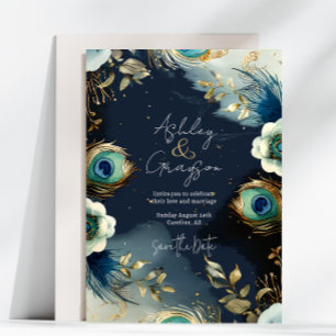 Reserve A Data Casamento Elegante de Penas Peacock Celestial
