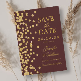 Reserve A Data Casamento Elegante de Script Dourado Confetti Burg