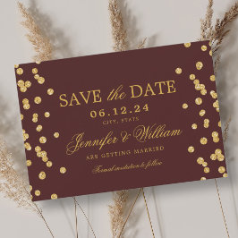 Reserve A Data Casamento Elegante de Script Dourado Confetti Burg