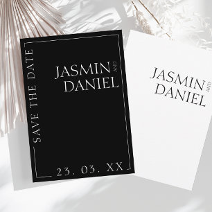 Reserve A Data Casamento Elegante de Tipografia Mínima Branca Neg
