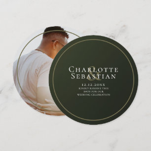 Reserve A Data Casamento Elegante Do Ventilador Botânico Verde Mo