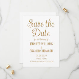 Reserve A Data Casamento Elegante Dourado com Código QR Minimalis