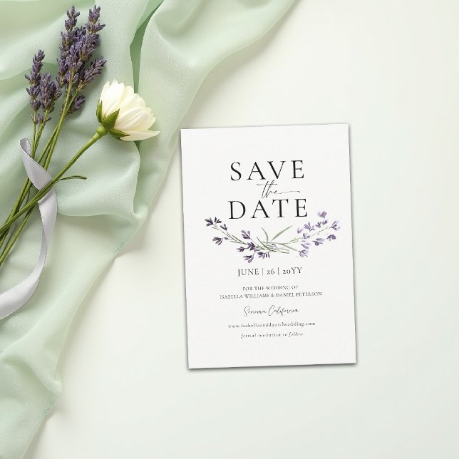 Reserve A Data Casamento Elegante e Chic com Aguarela Delicada de (lavender wedding invitation suite save the date card template delicate watercolor modern elegant )