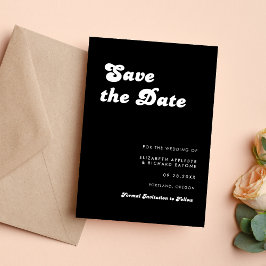 Reserve A Data Casamento Elegante e Retrô em Preto e Branco