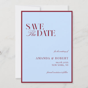 Reserve A Data Casamento Elegante em Azul e Borgonha ao Estilo Ol