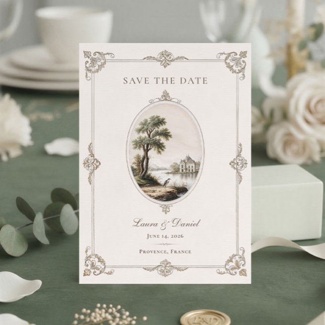 Reserve A Data Casamento Elegante em Castelo Francês Vintage (Criador carregado)