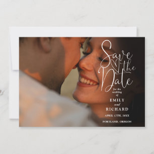 Reserve A Data Casamento Elegante em Preto e Branco com Rótulo 