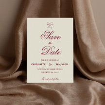 Casamento Elegante em Script Burgundy com Laço de