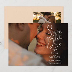 Reserve A Data Casamento Elegante em Script Soft Peach 2 Fotos 