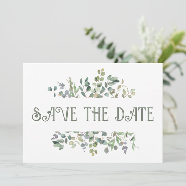 Reserve A Data Casamento Elegante Eucalyptus Boho Greenery (Em pé/Frente)