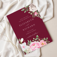 Casamento Elegante Floral de Burgundy Watercolor