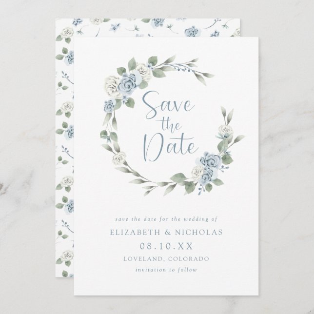 Reserve A Data Casamento Elegante Floral de Watercolor (Frente/Verso)