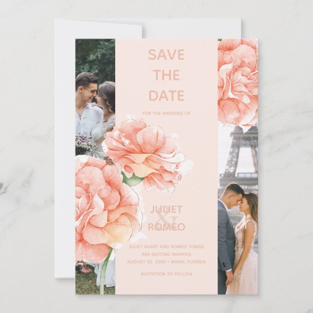 Reserve A Data Casamento Elegante Floral Moderno (Frente)