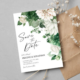 Reserve A Data Casamento Elegante Floral Moderno Emerald Green