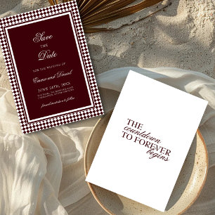 Reserve A Data Casamento Elegante Fronteira Arlequim Borgonha