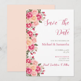 Reserve A Data Casamento Elegante Fucia Pink e Ivory Rosa